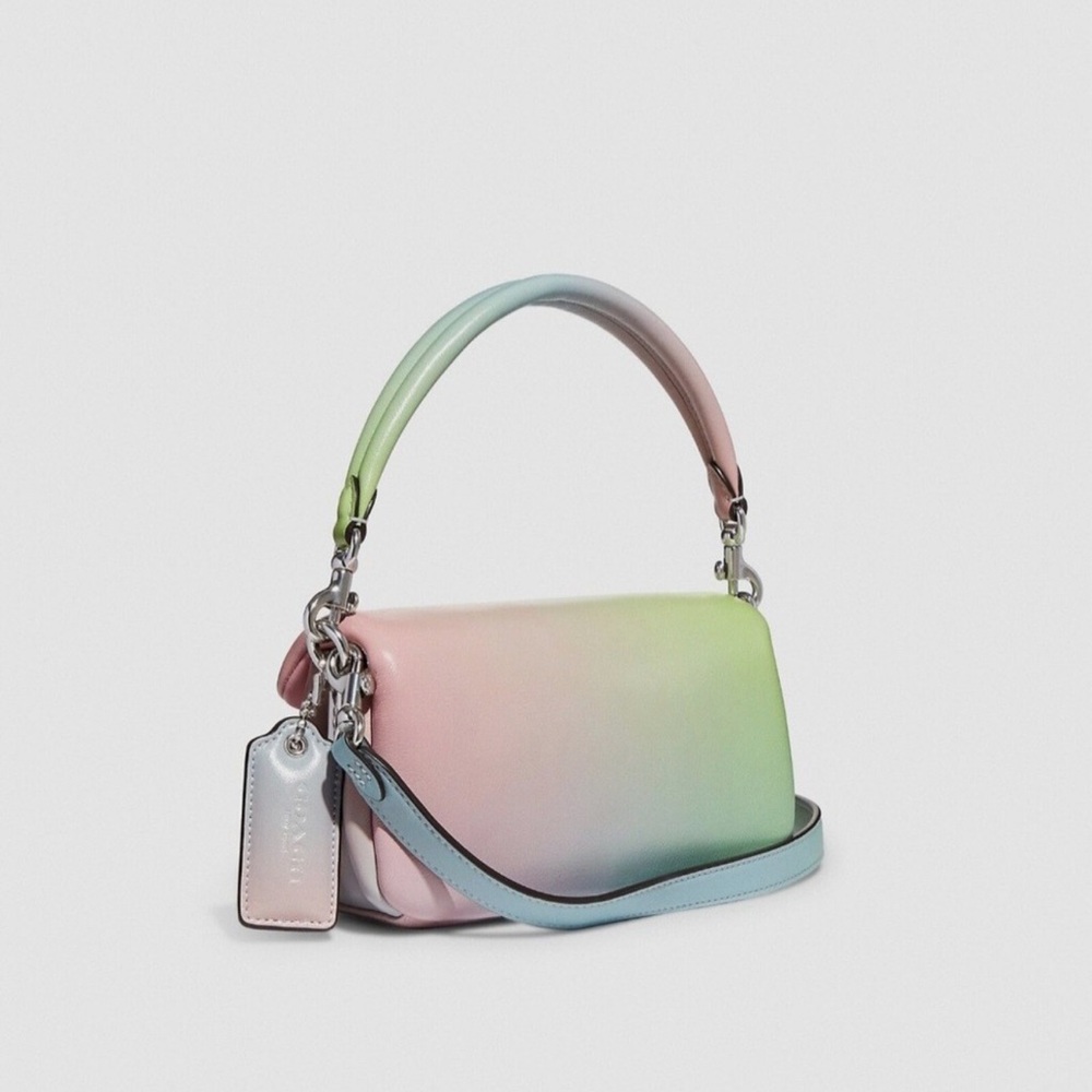 Coach Pastel Gradient Leather Shoulder Bag in Mint, Pink and Pale Blue - Picture 2 of 14